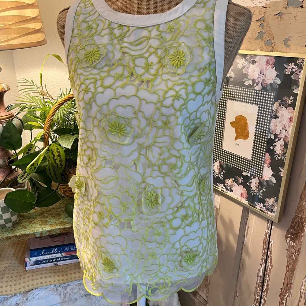 Ann Taylor Lime Floral Blouse Small